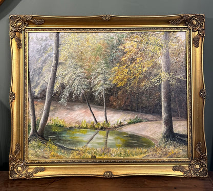 Vintage Landscape Painting in Gold Frame