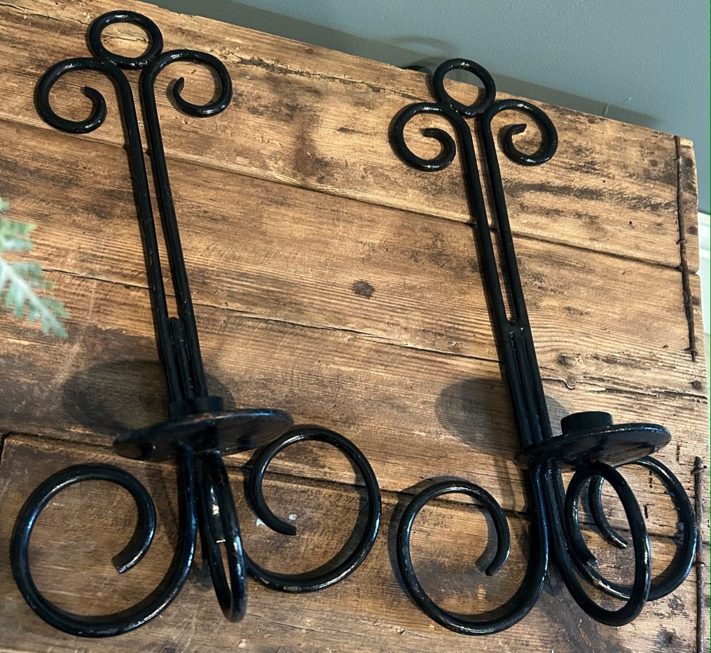Vintage Galvanised Black Wall Sconces