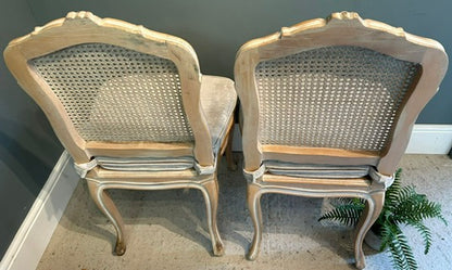 Pair of French Vintage Painted Dinning Chairs with Seat Pads