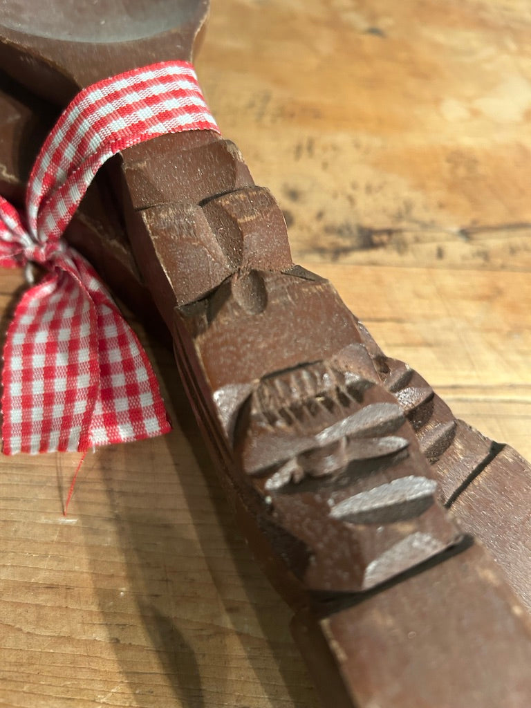 Wooden carved Vintage salad servers