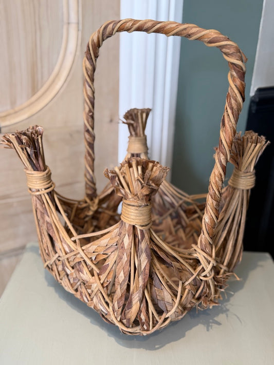 Hand made Wicker Handled Basket