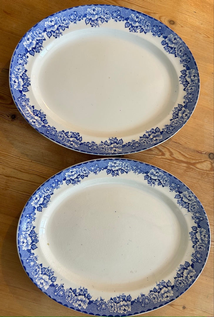 Pair of Vintage Oval Britannia Blue and White Plate Platters