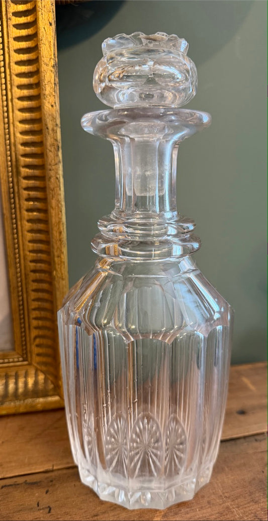 Vintage Cut Glass Decanter with Stopper *H