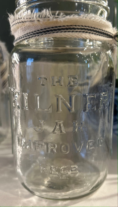 Set of 3 Vintage Glass Kilner Jars - Rustic Vases