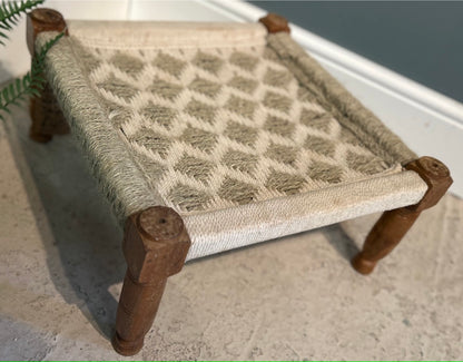 Vintage Indian Hand Woven Low Sitting Stool