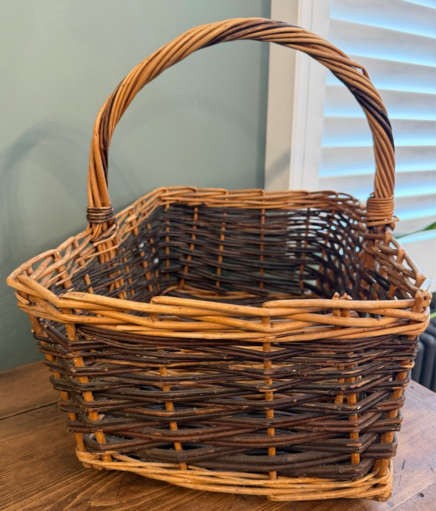 Dark Vintage Wicker Handled Basket