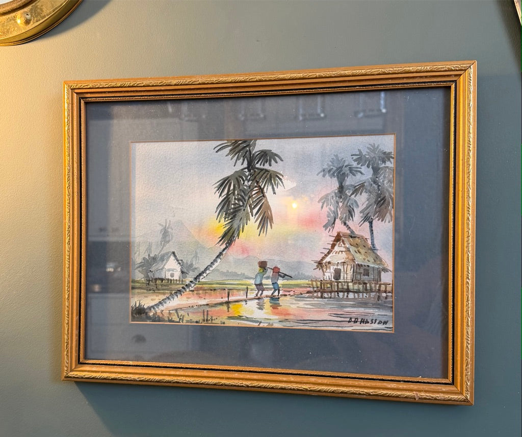 Vintage Framed Original Water Colour Painting By A D Hassan