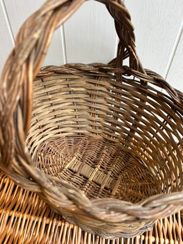 Vintage Oval Wicker Handled Basket