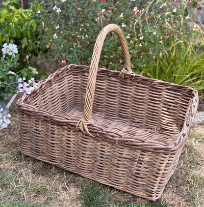 Large Vintage Wicker Bread Handled Basket