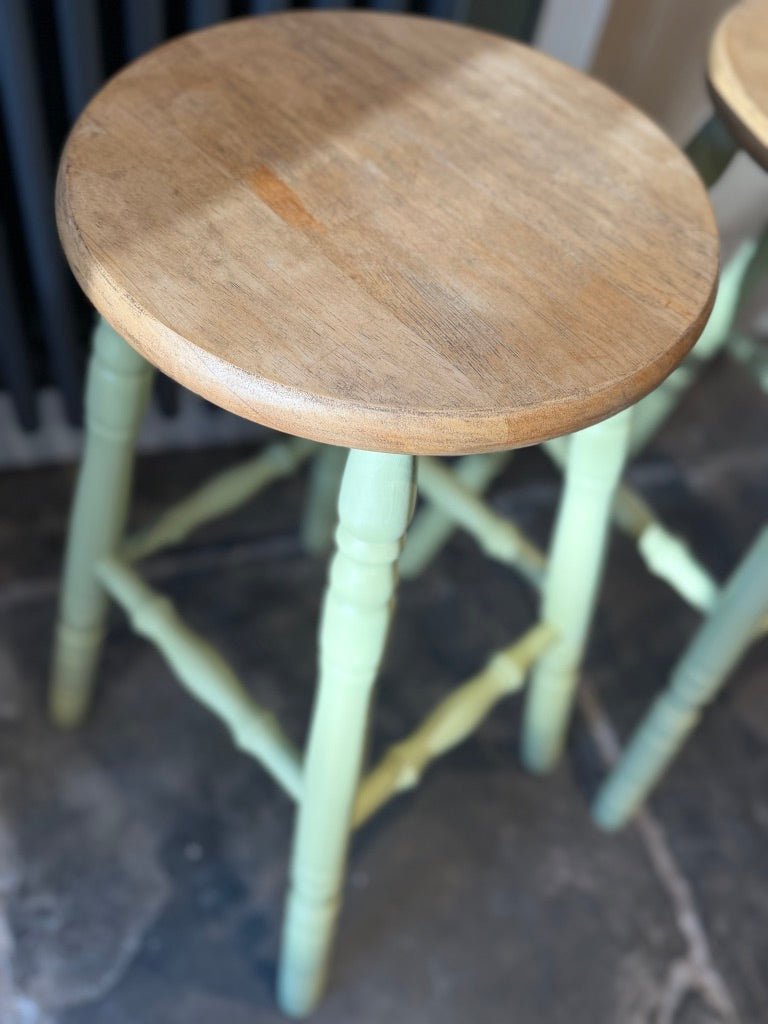 Pair of Painted Pine Stools