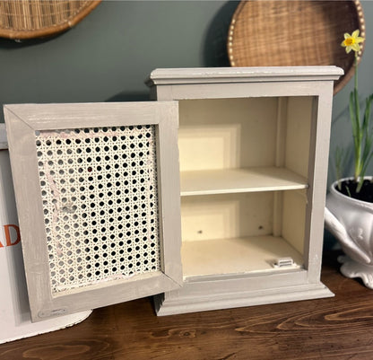 Painted Small Rattan Front Wall Cupboard