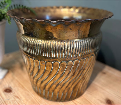 Large Vintage Brass Planter