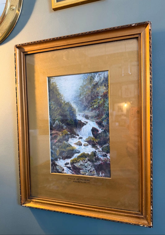 Vintage Framed Original Water Colour Painting of Falls of Moress Aberfeldy