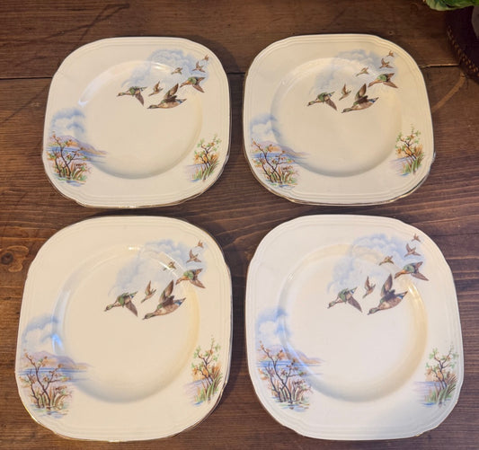 Vintage Set of 4 Duck Side Plates by Alfred Meakin