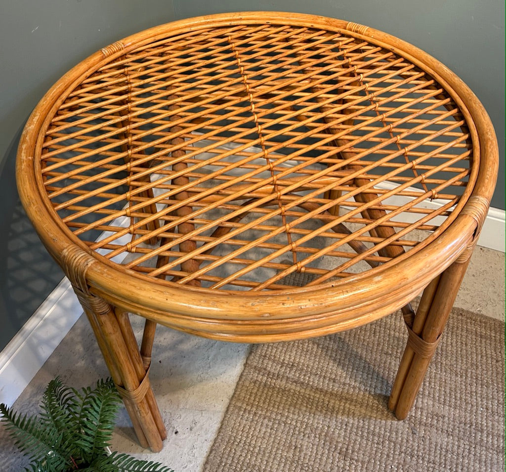 Vintage Round Bamboo Table