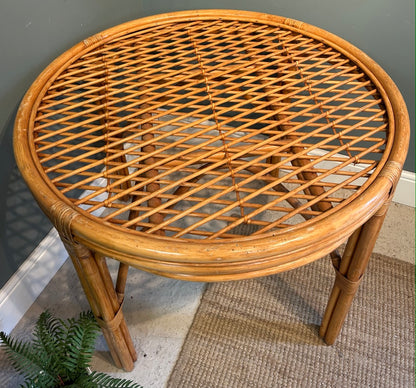 Vintage Round Bamboo Table