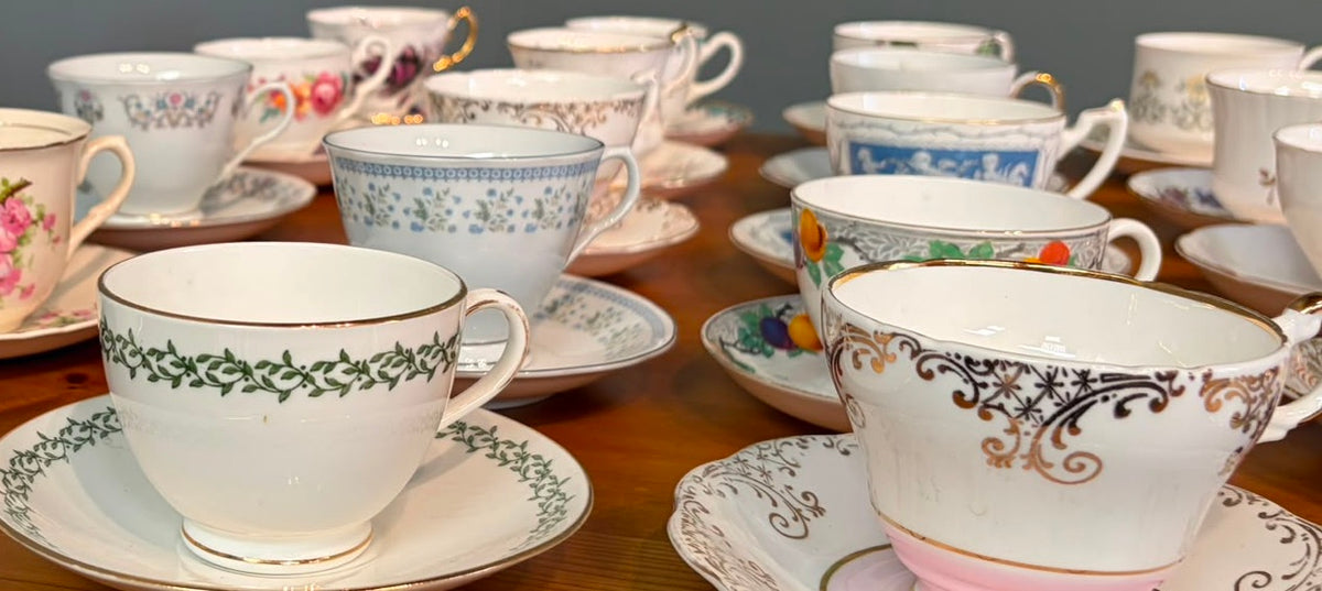 Job lot 15 Pretty Vintage Tea Cups & Saucers- Ideal for use at Tea Parties