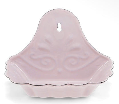 Vintage Style Enamel Wall mountable Soap Dish - Distressed Shabby Pink