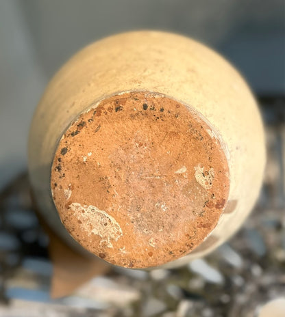 Vintage Hand Painted Terracotta Bottle - Antique Vessel