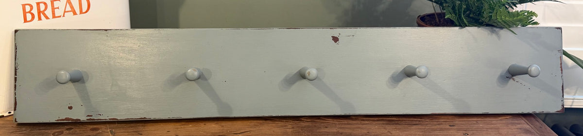 Painted Reclaimed Peg Hooks - Distressed Shabby Finish Battle Ship Grey