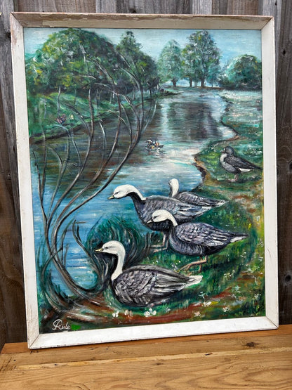 Vintage Painting - Geese - by artist Robert Rae Rule