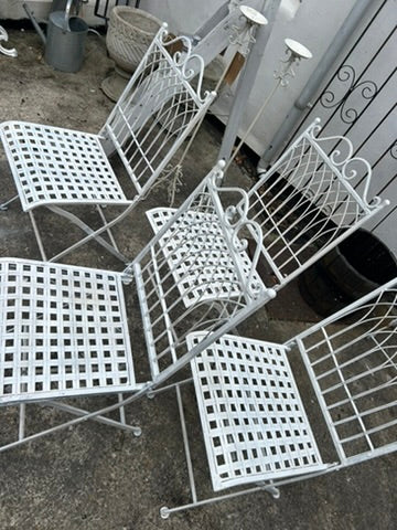 White metal folding Garden Chairs - set of 4