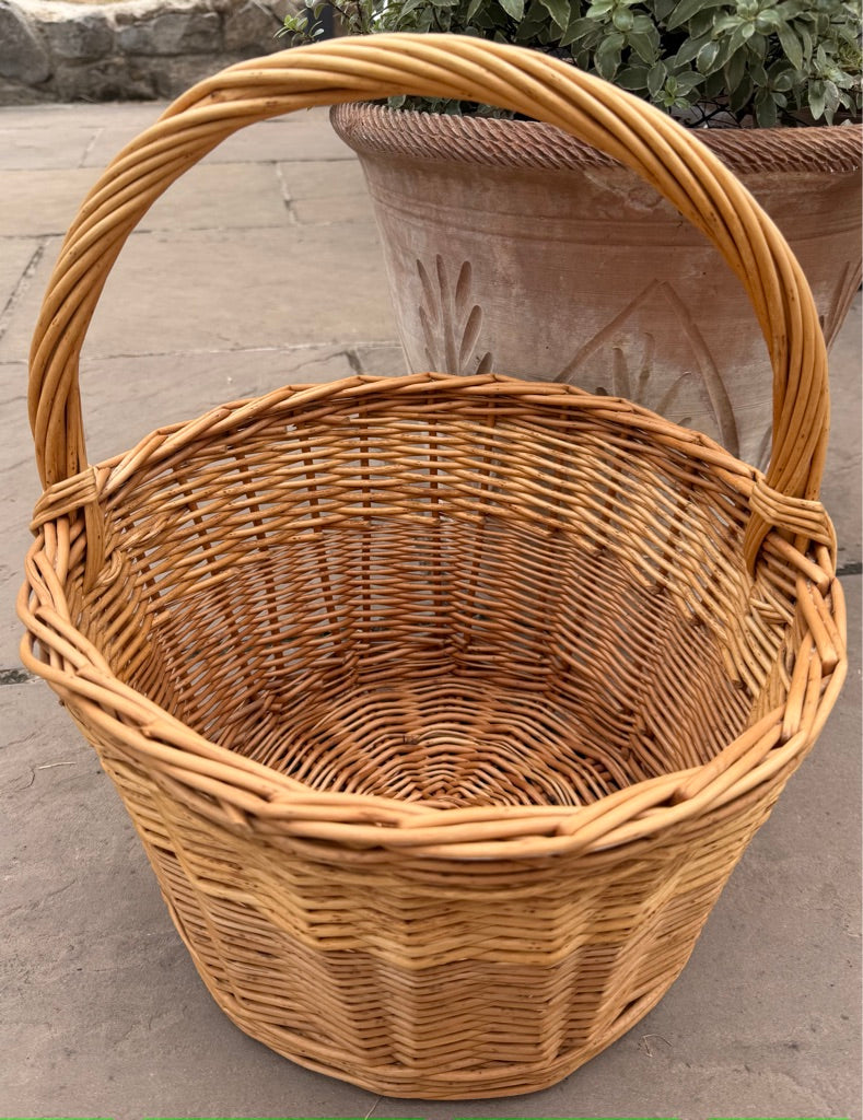 Vintage Round Wicker Handled Basket