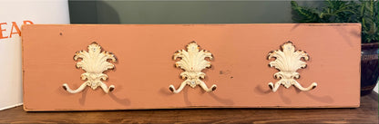 Painted Reclaimed Coat Hooks - Distressed Shabby Finish Terracota