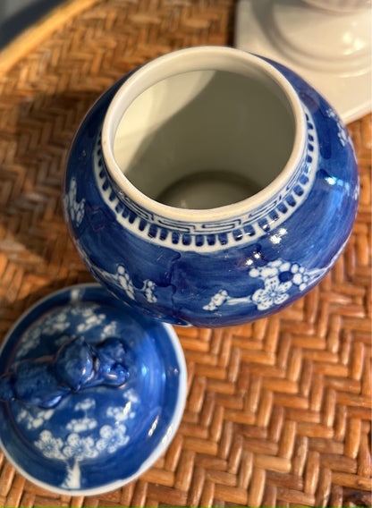 Vintage Blue and White Lidded Ginger Jar - Chinese
