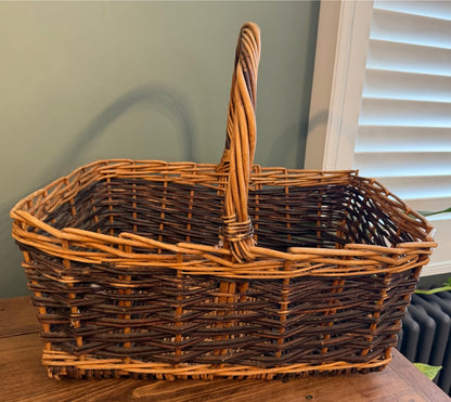 Dark Vintage Wicker Handled Basket