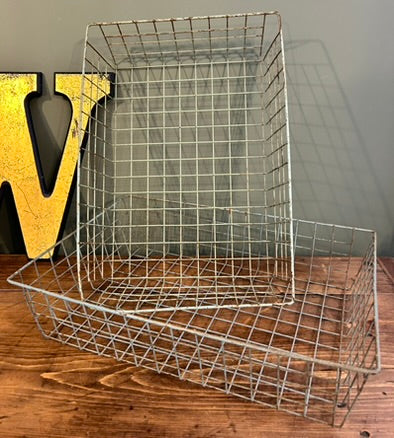 Pair of 1950's Vintage Wire Basket Trays