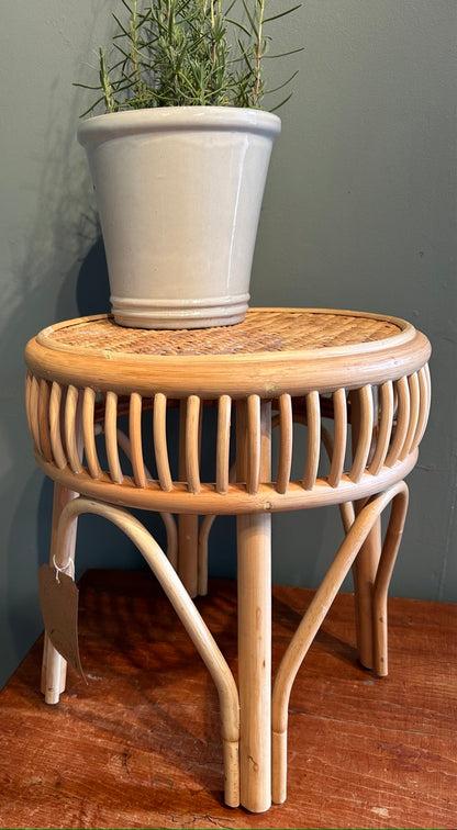Vintage Round Bamboo Side Table