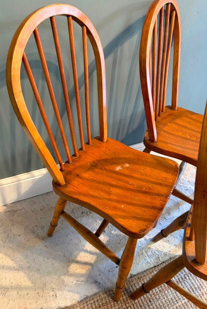 Set of 4 Vintage Elm Stick back Chairs