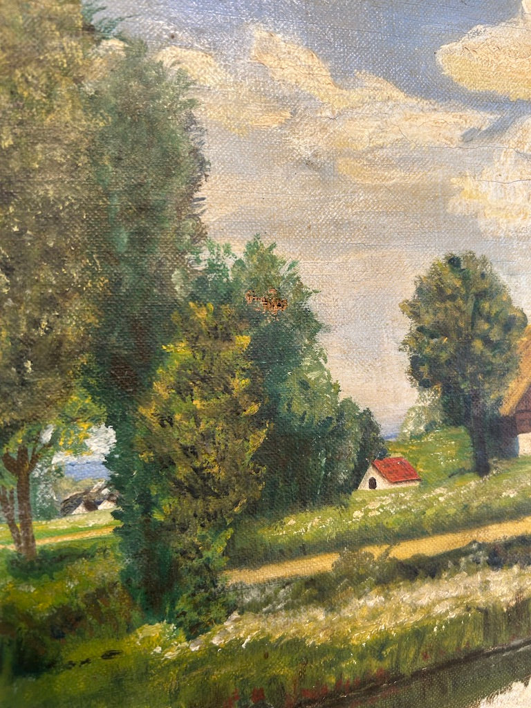Vintage Landscape Oil Painting on Canvas