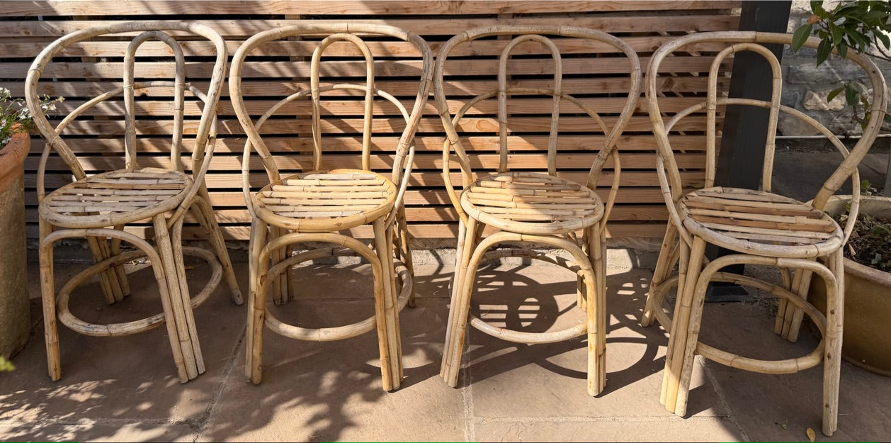 Set of 4 Vintage Bamboo Chairs
