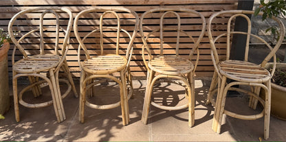 Set of 4 Vintage Bamboo Chairs
