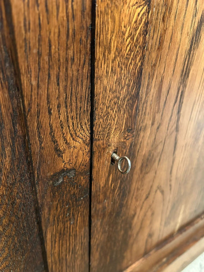 Antique Glazed Corner Oak House Keepers Cupboard