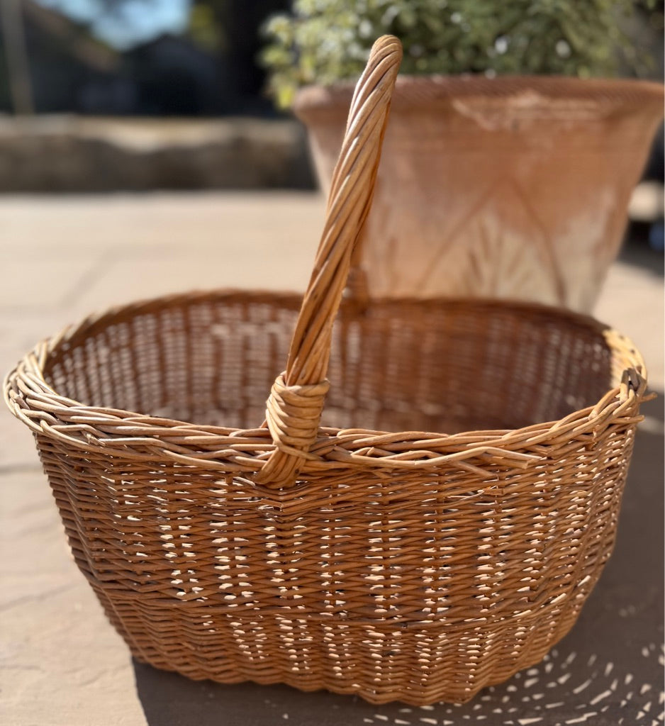 Vintage Wicker Handled Basket