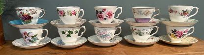Mismatched Pretty Vintage Tea Cups and Saucers ~ Job lot Set of 10