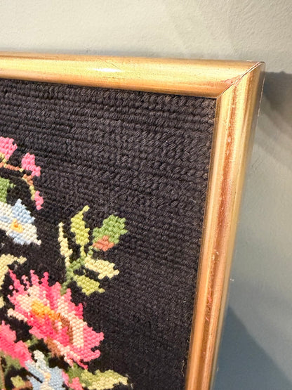 Vintage Framed Floral Bouquet Tapestry