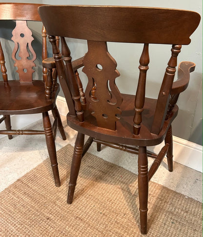 Pair of Dark Vintage Fiddle back Carver Chairs