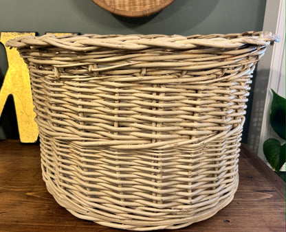 Large White Vintage Basket Planter