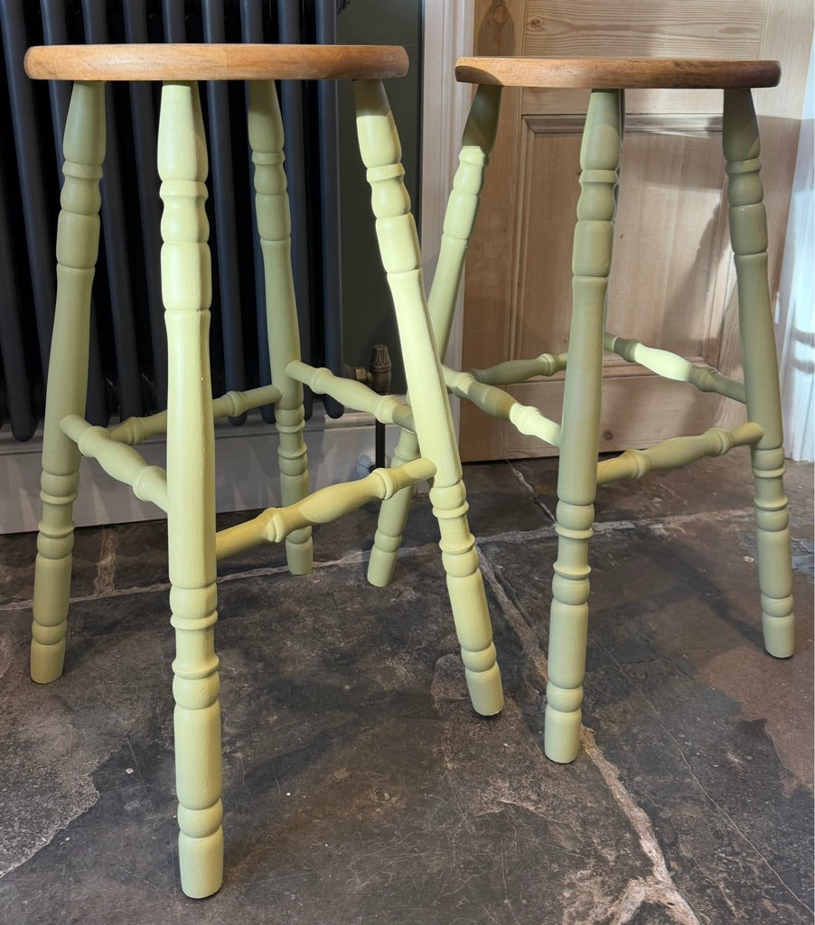 Pair of Painted Pine Stools