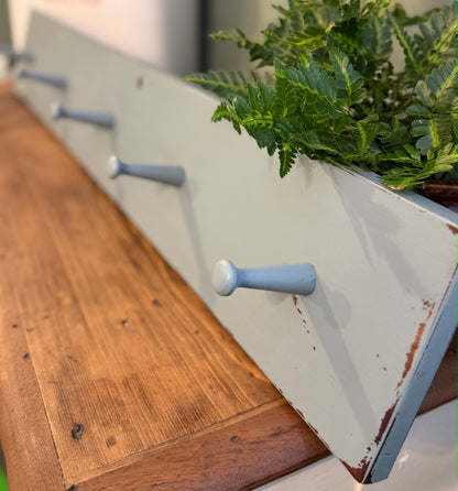 Painted Reclaimed Peg Hooks - Distressed Shabby Finish Battle Ship Grey