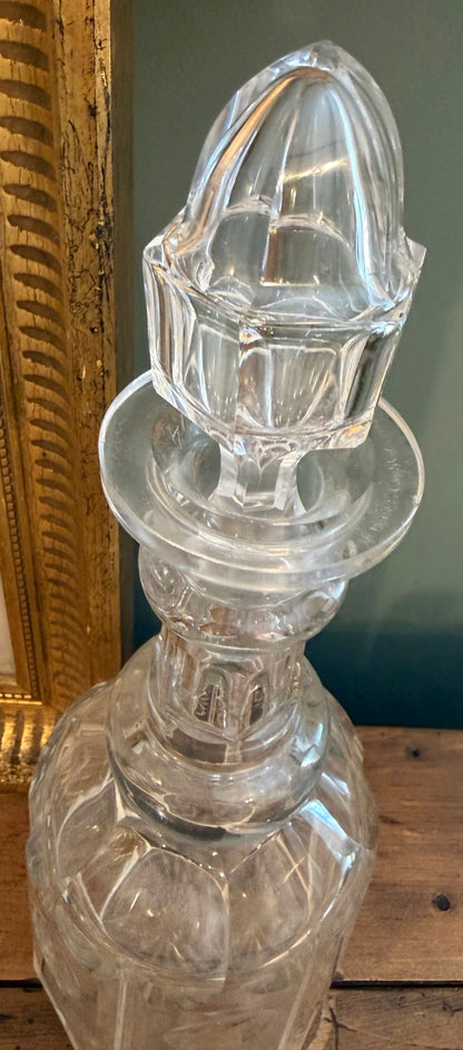 Vintage Cut Glass Decanter with Stopper *i