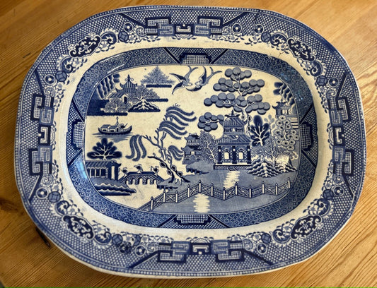Vintage Oval Blue and White Plate Platter