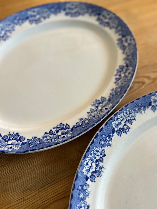 Pair of Vintage Oval Britannia Blue and White Plate Platters