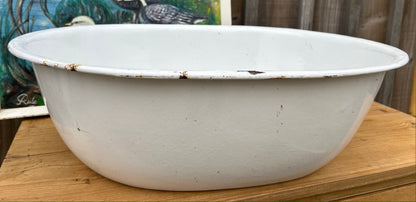 Oversized Vintage Oval White Enamel Bath Tub - Planter / display