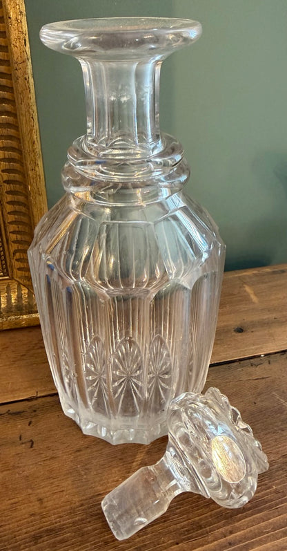 Vintage Cut Glass Decanter with Stopper *H