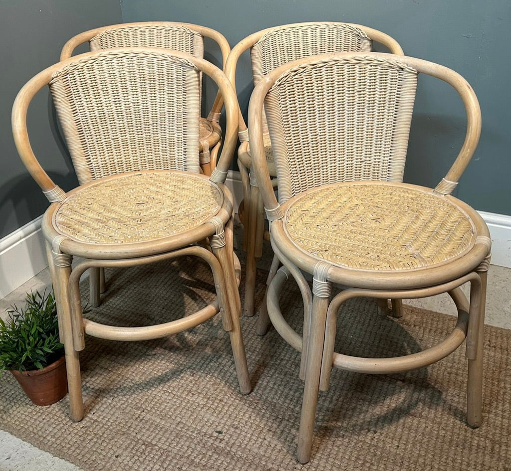 Vintage Set of 4 Bamboo Chairs